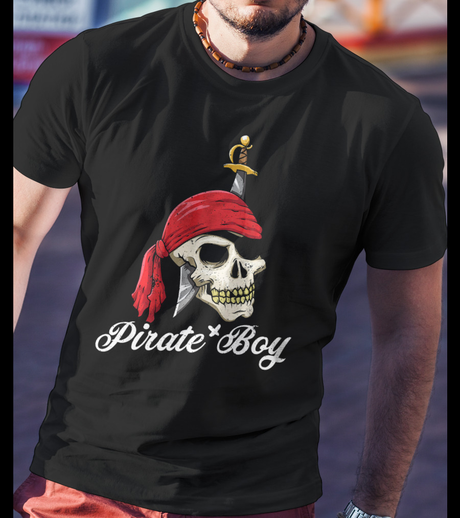 Pirate Boy Funny Jolly Roger Skull And Crossbone T-Shirt