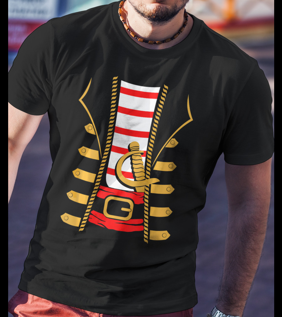 Pirate Halloween Costume Sword Striped T-Shirt