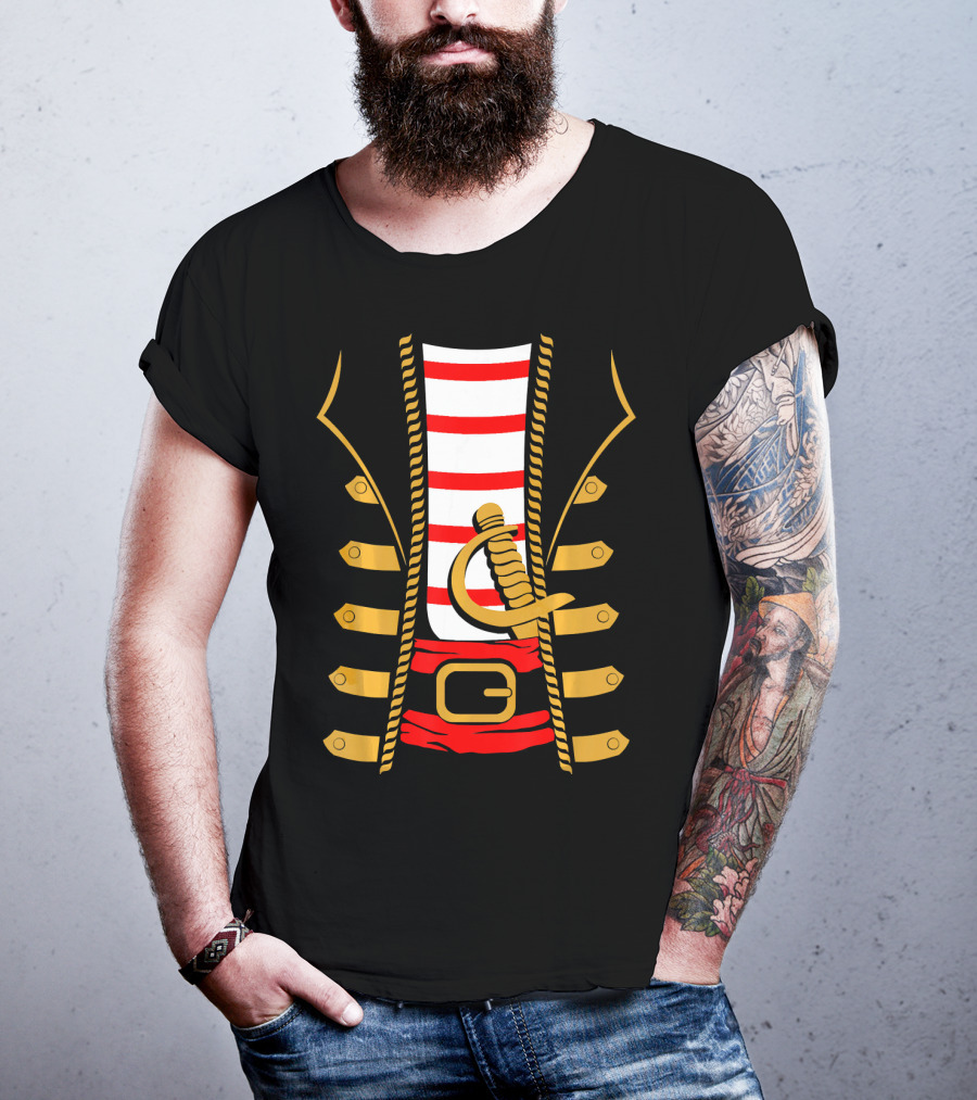 Pirate Halloween Costume Sword Striped T-Shirt