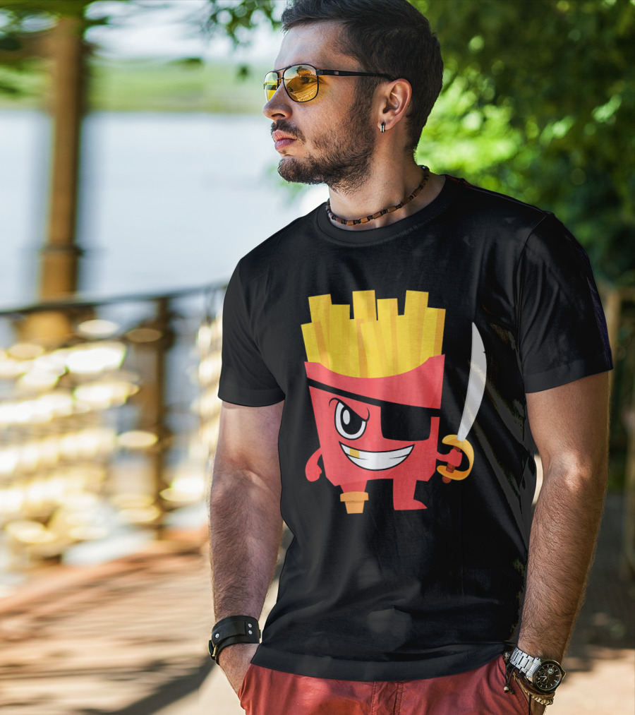 Pirate French Fry Box With Eyepatch And Sword T-Shirt