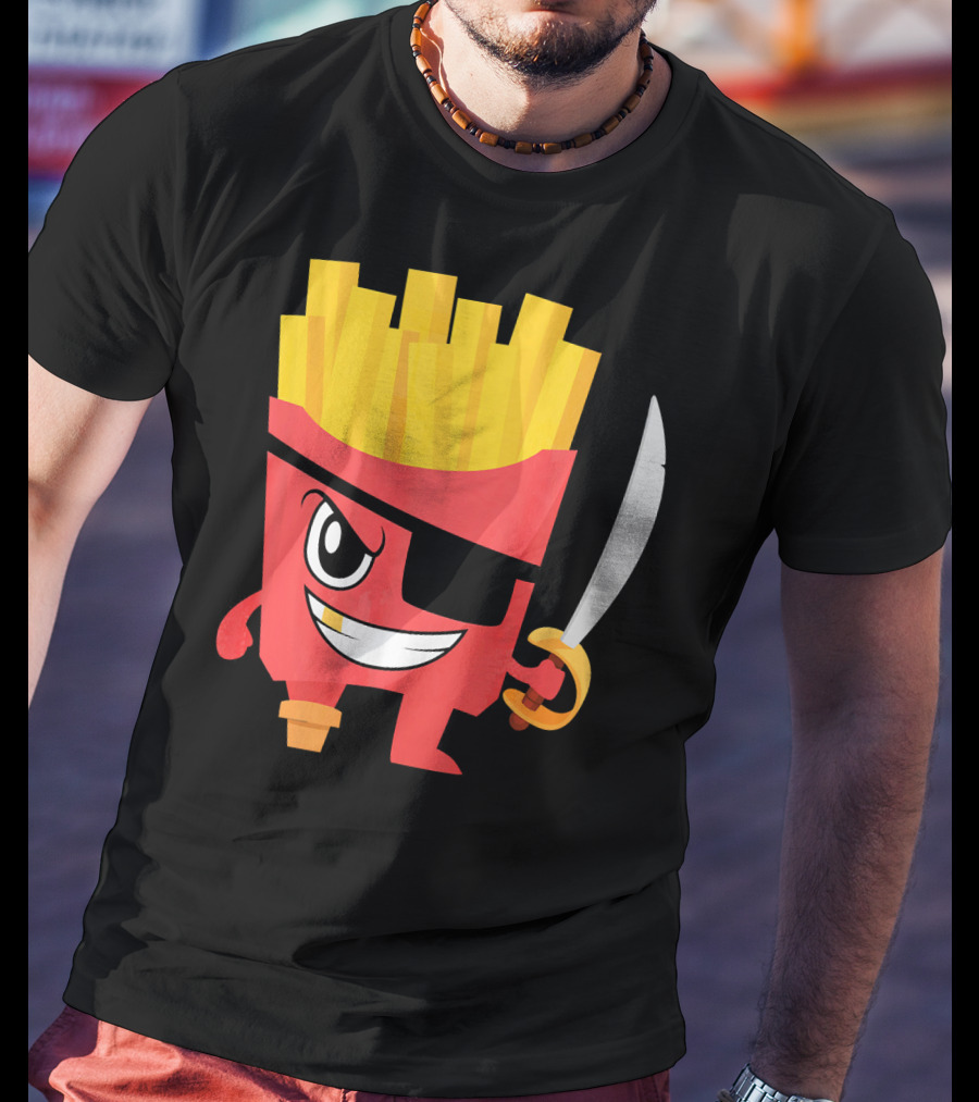 Pirate French Fry Box With Eyepatch And Sword T-Shirt