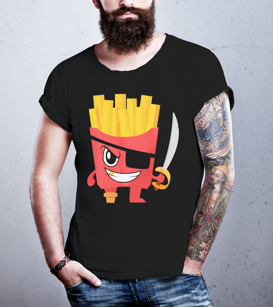 Pirate French Fry Box With Eyepatch And Sword T-Shirt