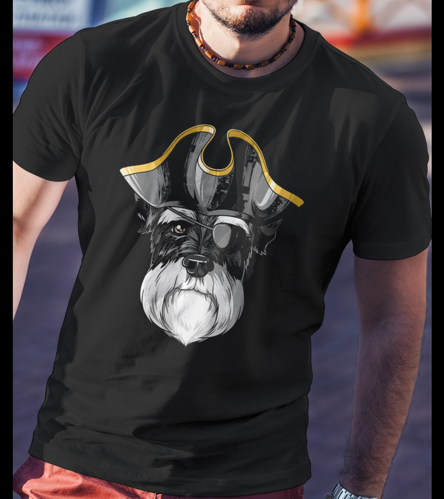 Pirate Schnauzer With Eyepatch And Pirate Hat T-Shirt