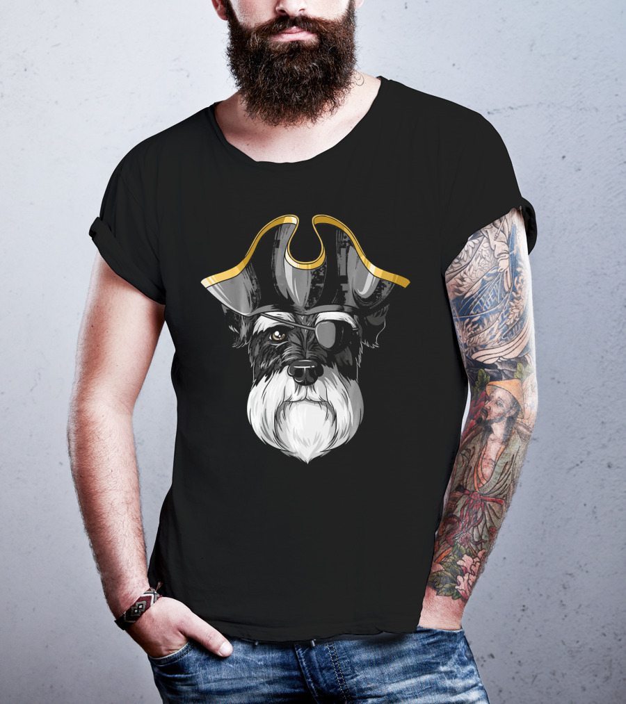 Pirate Schnauzer With Eyepatch And Pirate Hat T-Shirt