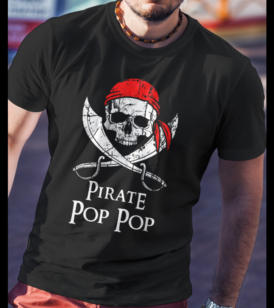 Pirate Pop Pop Skull And Crossed Swords Red Bandana T-Shirt
