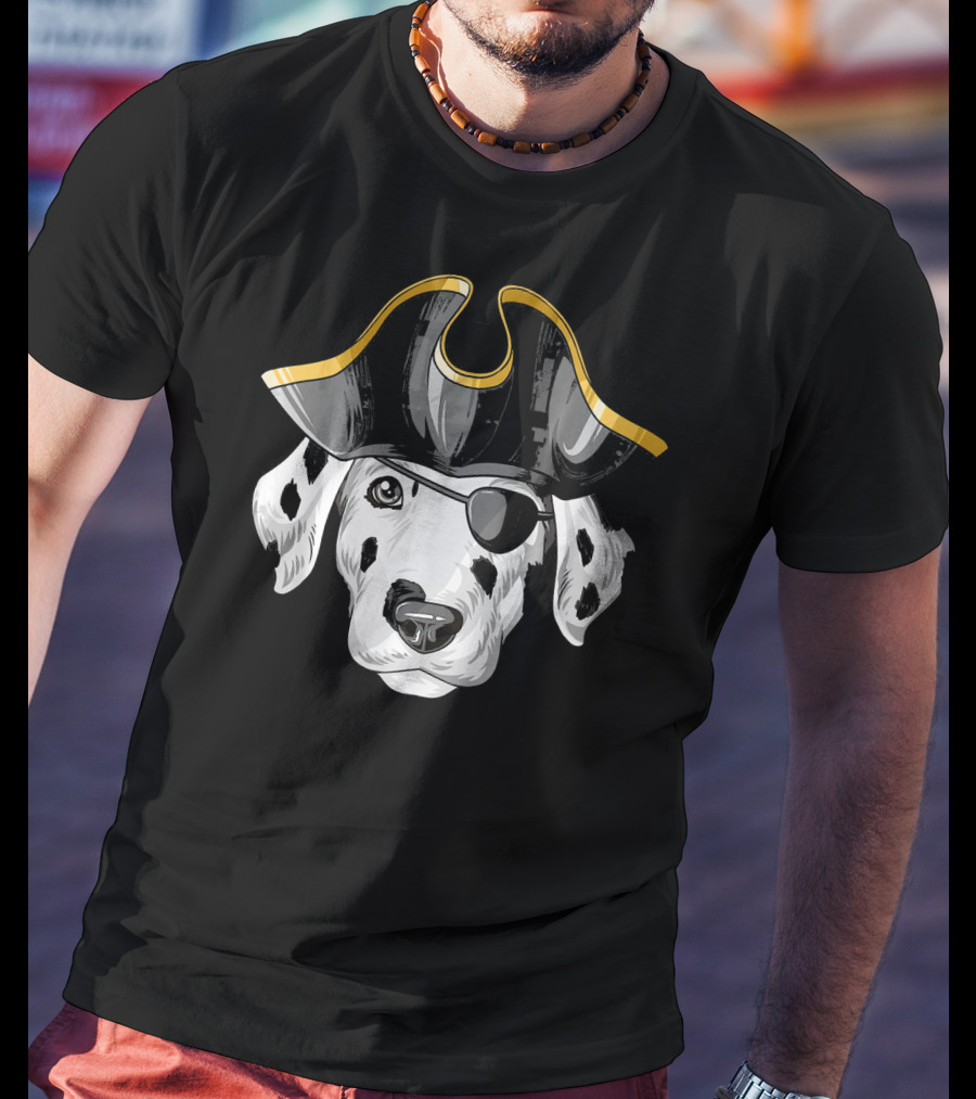 Pirate Dalmatian Eyepatch Tricorn Hat Dalmatian T-Shirt