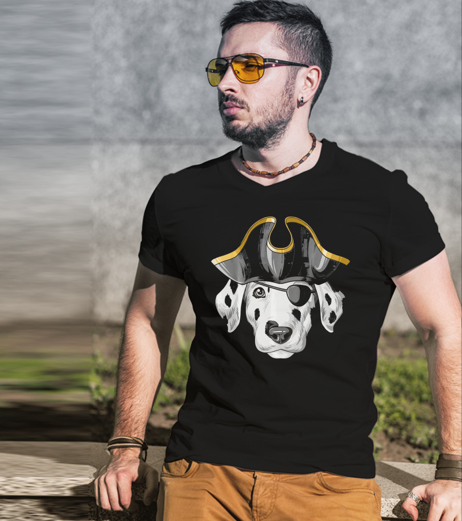 Pirate Dalmatian Eyepatch Tricorn Hat Dalmatian T-Shirt