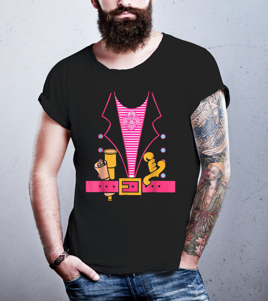 Ladies Pirate Costume Stripes Skulls Sash Spyglass Sword Belt T-Shirt
