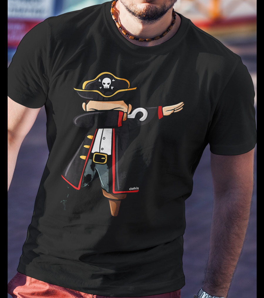 Dabbing Pirate Skull Hat Hook Arm Funny Pirates Dab T-Shirt