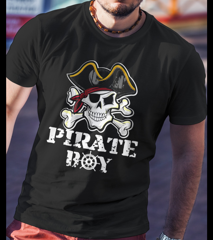 Pirate Boy Skull And Crossbones Halloween Birthday Party T-Shirt