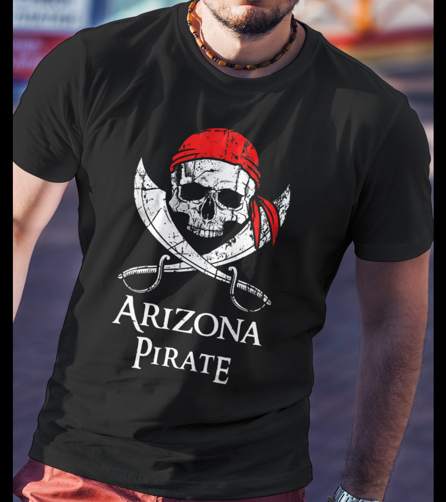 Arizona Pirate Skull And Crossed Swords Flag T-Shirt