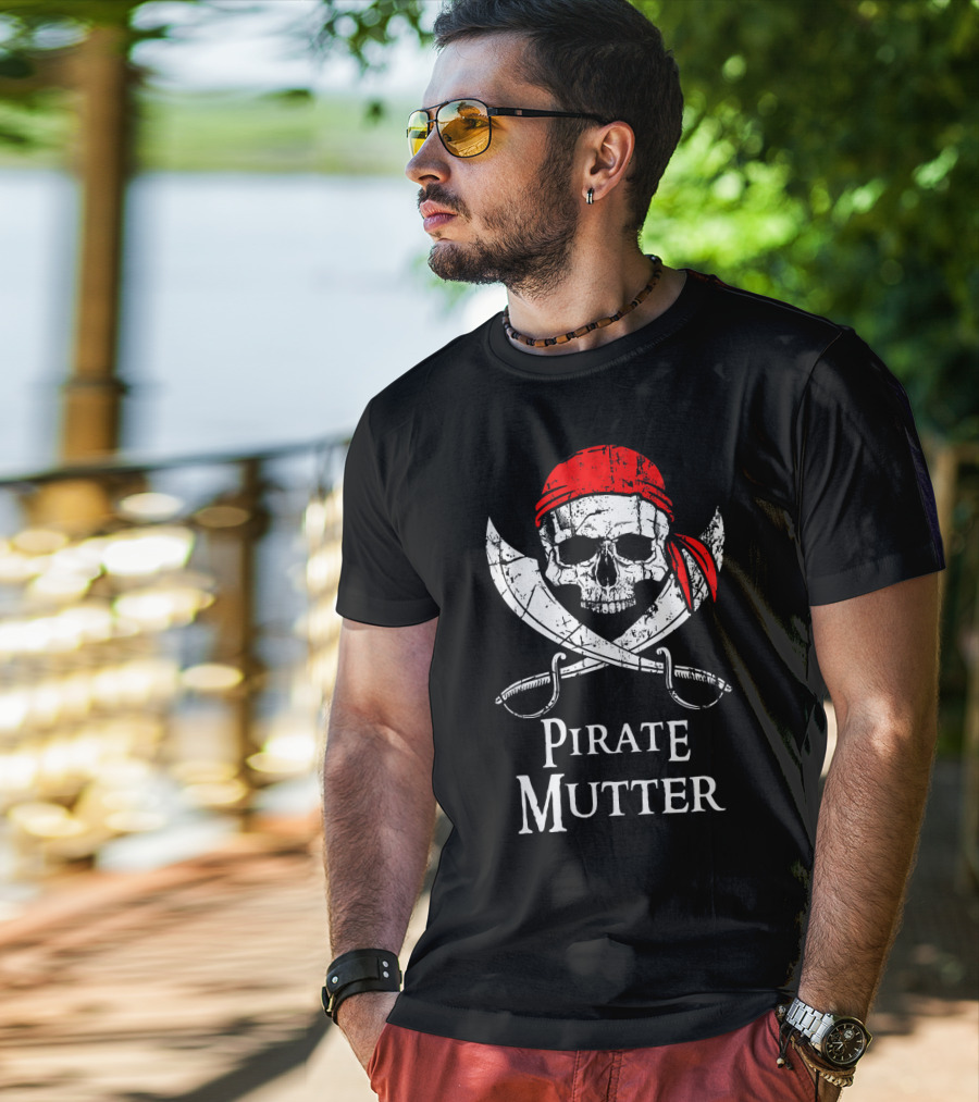 Pirate Mutter Classic Skull And Crossbones Emblem T-Shirt