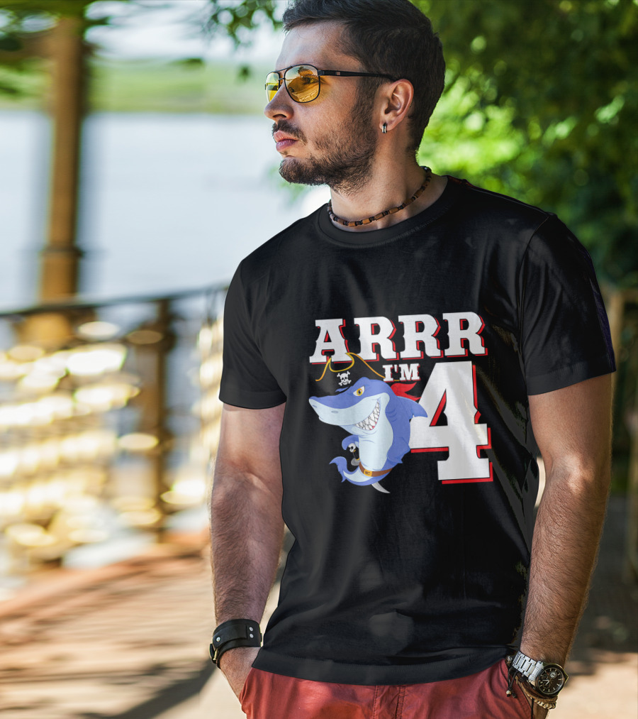 ARRR I'm 4 Kids Pirate Shark Birthday T-Shirt