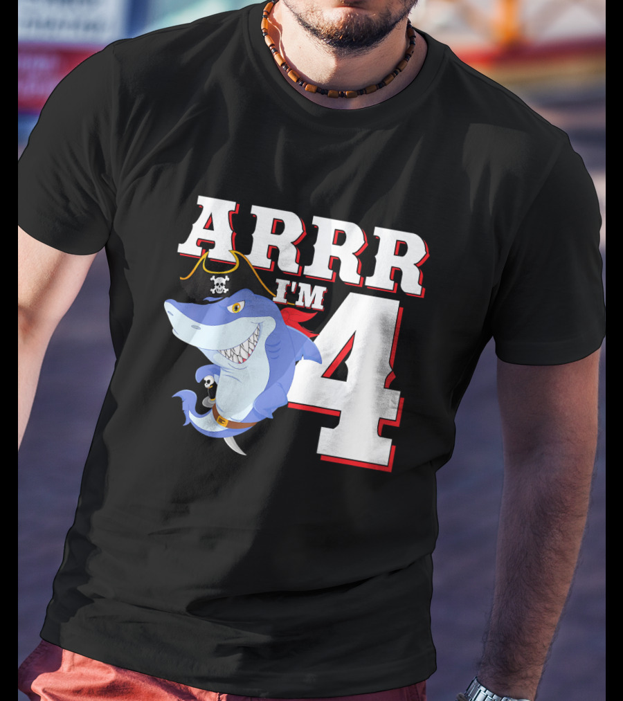 ARRR I'm 4 Kids Pirate Shark Birthday T-Shirt