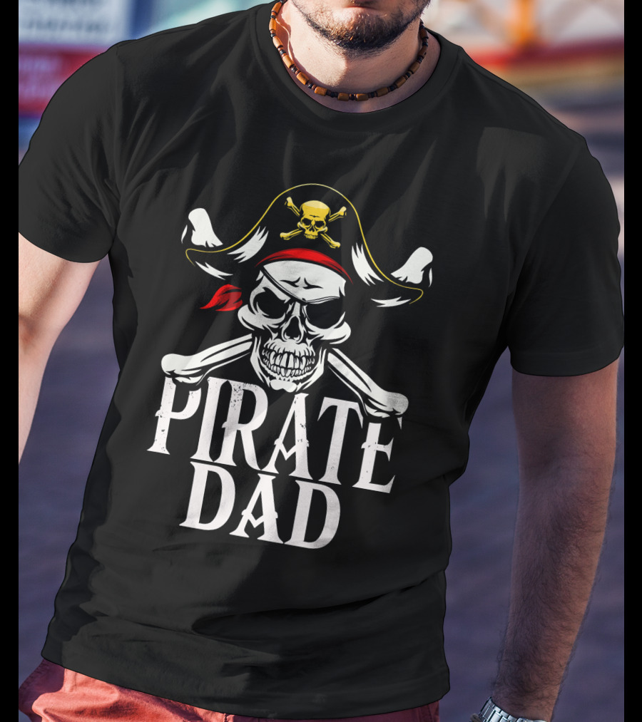 Pirate Dad Skull And Crossbones Funny Lon T-Shirt