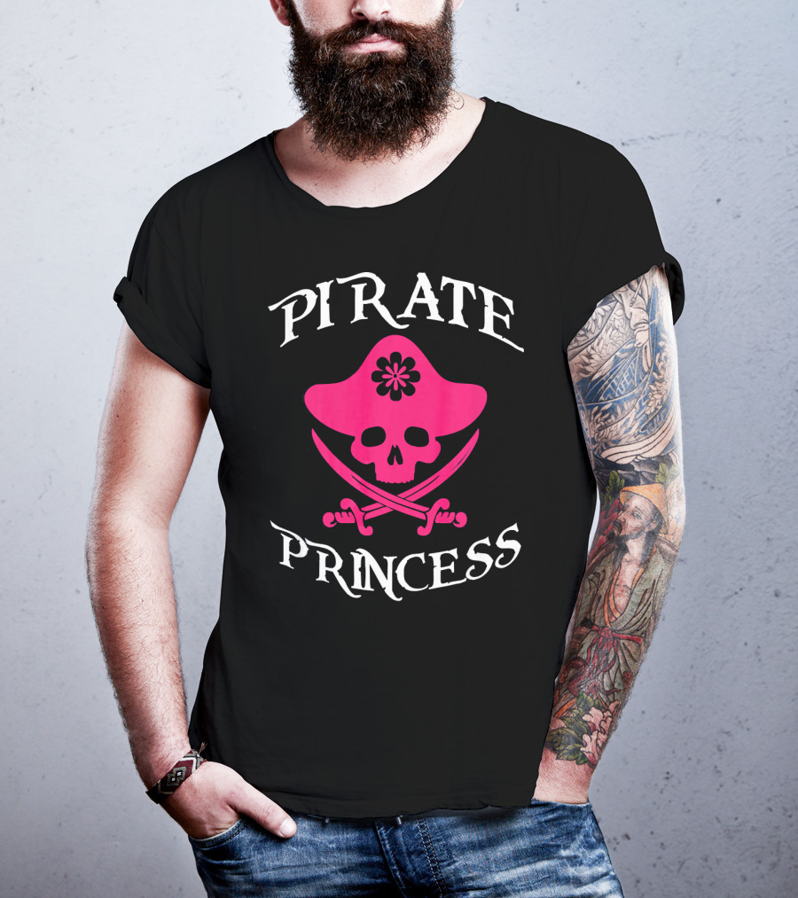 Pirate Princess Pink Skull And Crossed Swords T-Shirt