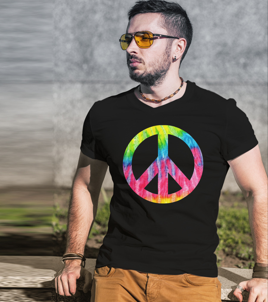 Tie Dye Peace Sign Hippie 60s 70s Halloween Costume T-Shirt