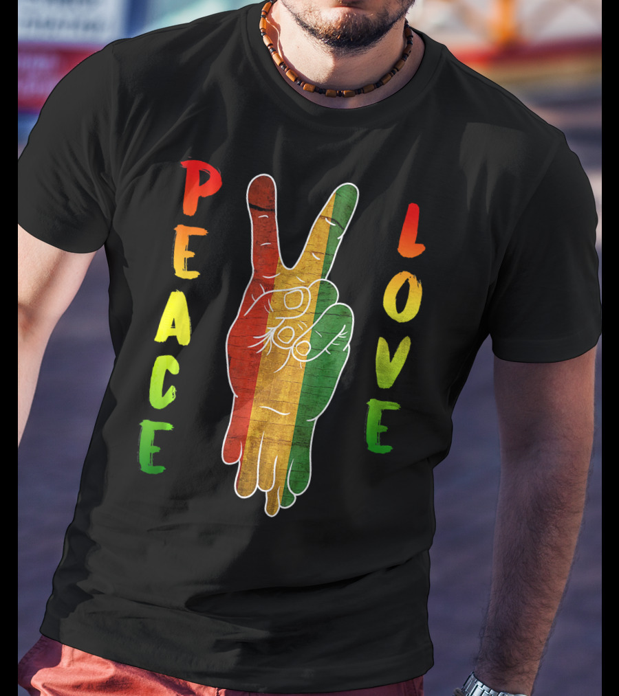 Peace Love Jamaica Reggae Music Rasta Pride T-Shirt