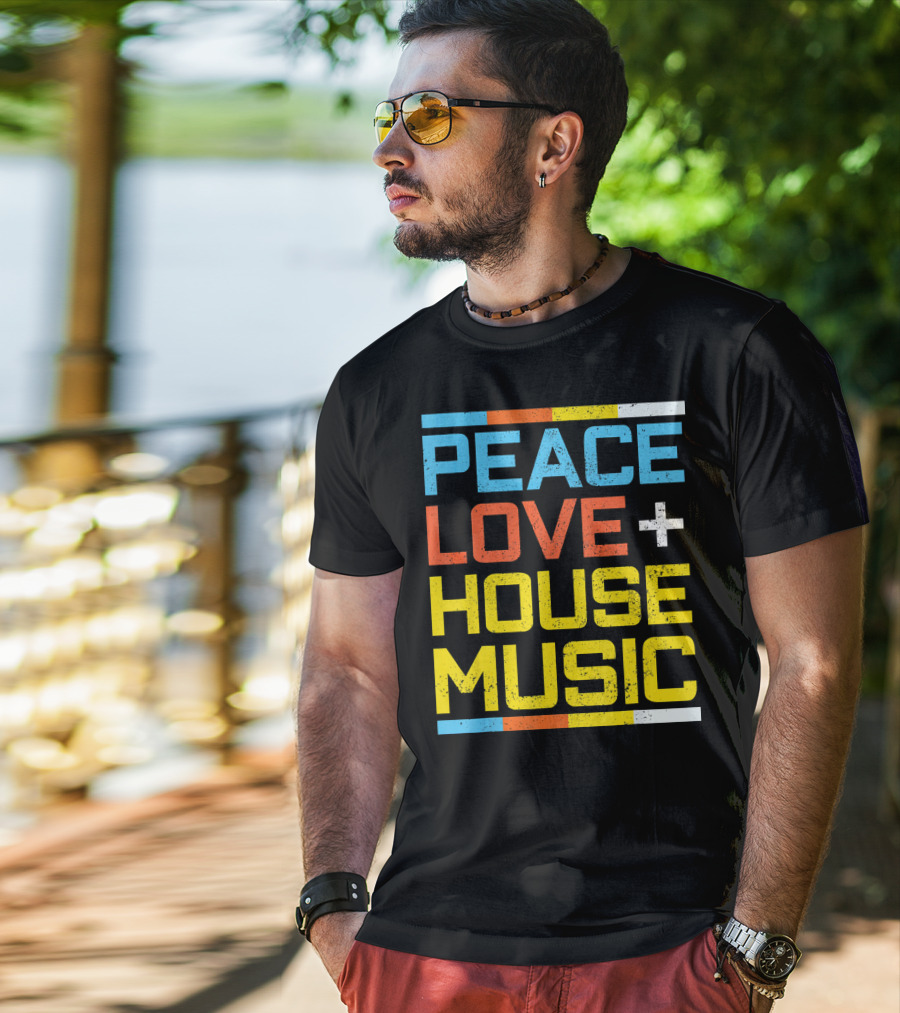 Peace Love House Music Vintage Retro T-Shirt