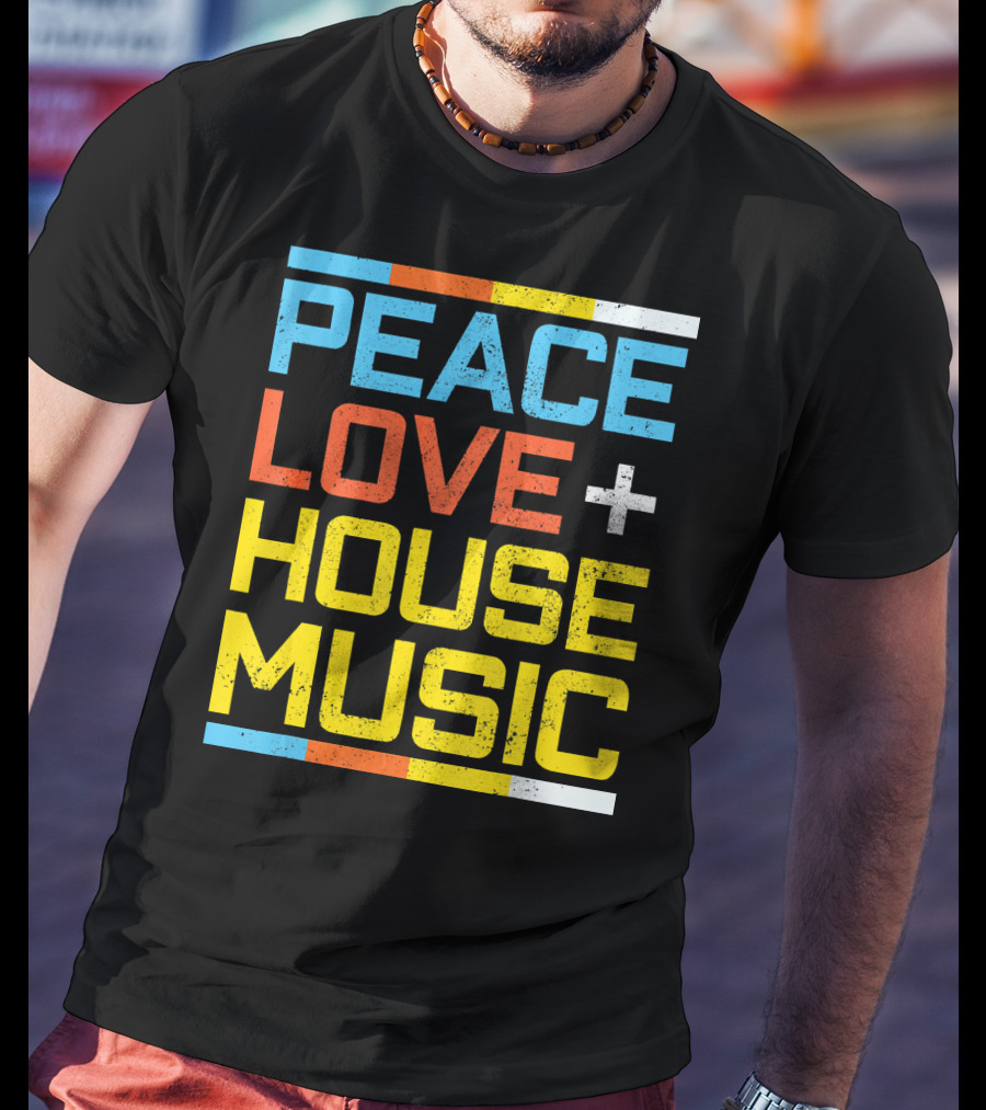 Peace Love House Music Vintage Retro T-Shirt