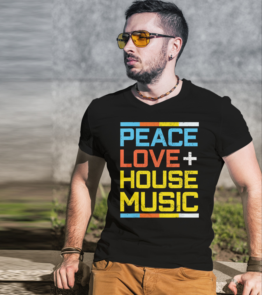 Peace Love House Music Vintage Retro T-Shirt