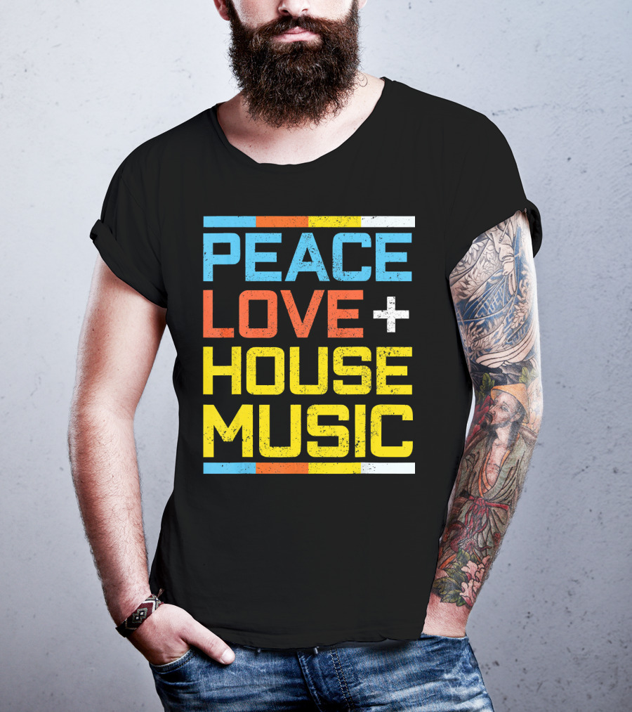 Peace Love House Music Vintage Retro T-Shirt