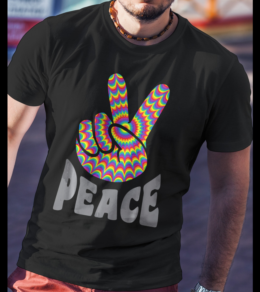Peace Sign V Hand Groovy Tie Dye T-Shirt