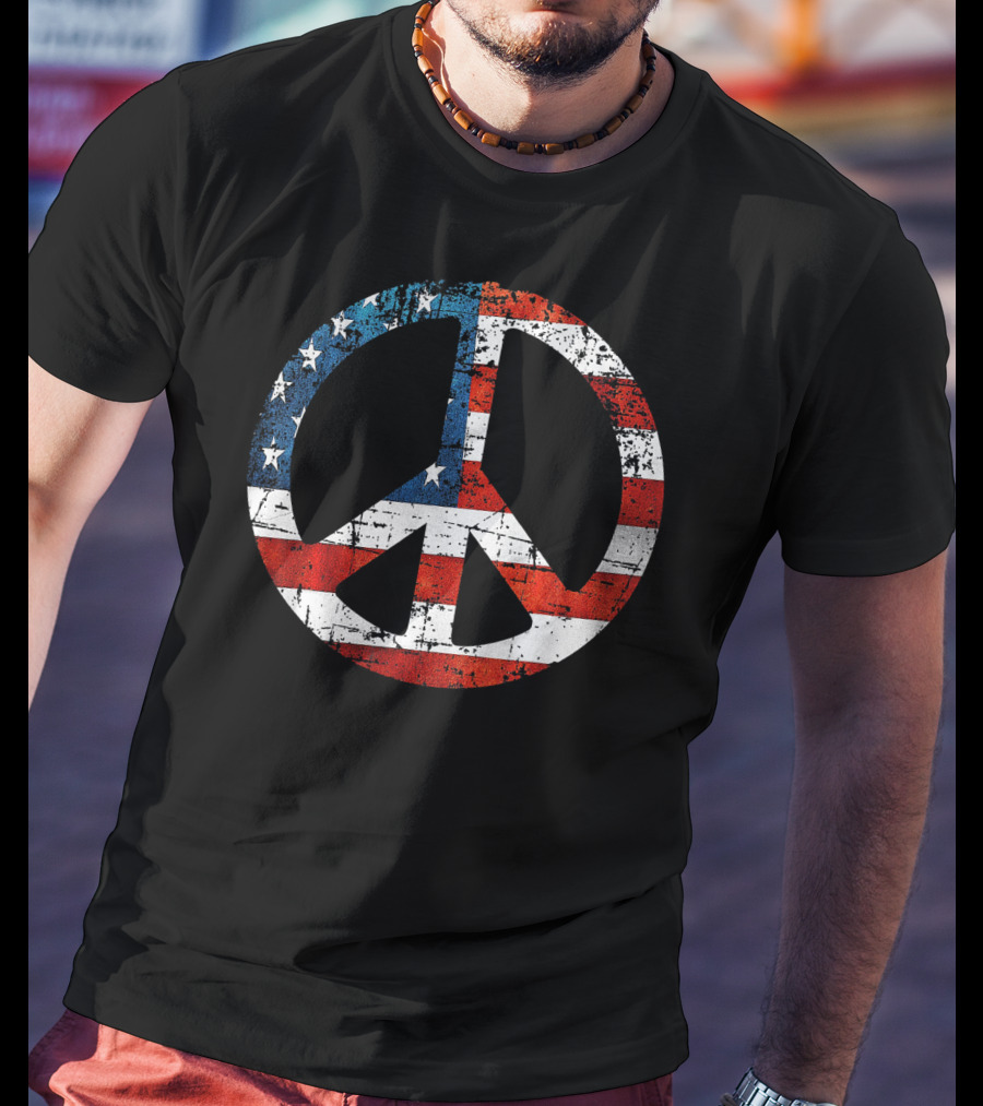 Peace Sign American Flag USA Peac T-Shirt