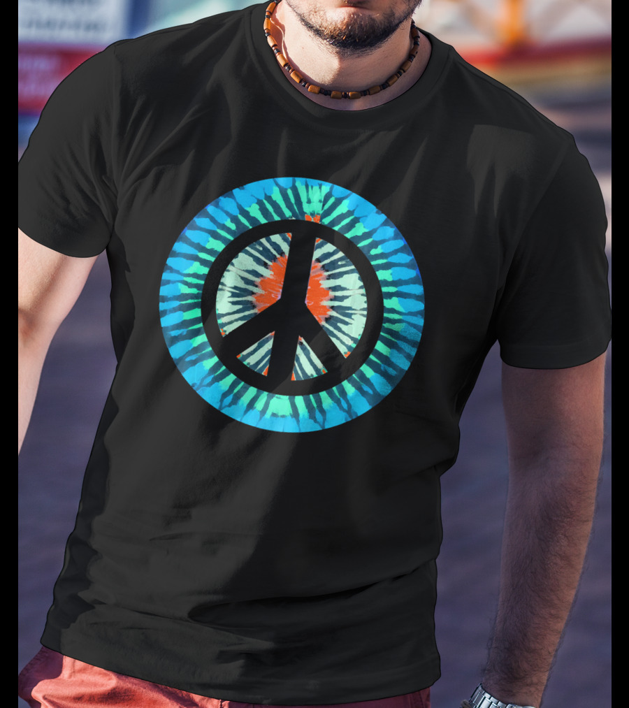 Tie Dye Peace Sign Colorful Retro Psychedelic 60s T-Shirt