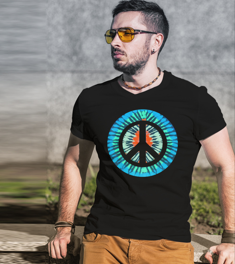 Tie Dye Peace Sign Colorful Retro Psychedelic 60s T-Shirt