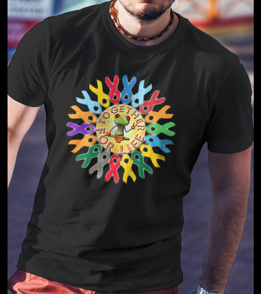 Together For Life Peace Frogs Ribbon Frogs T-Shirt