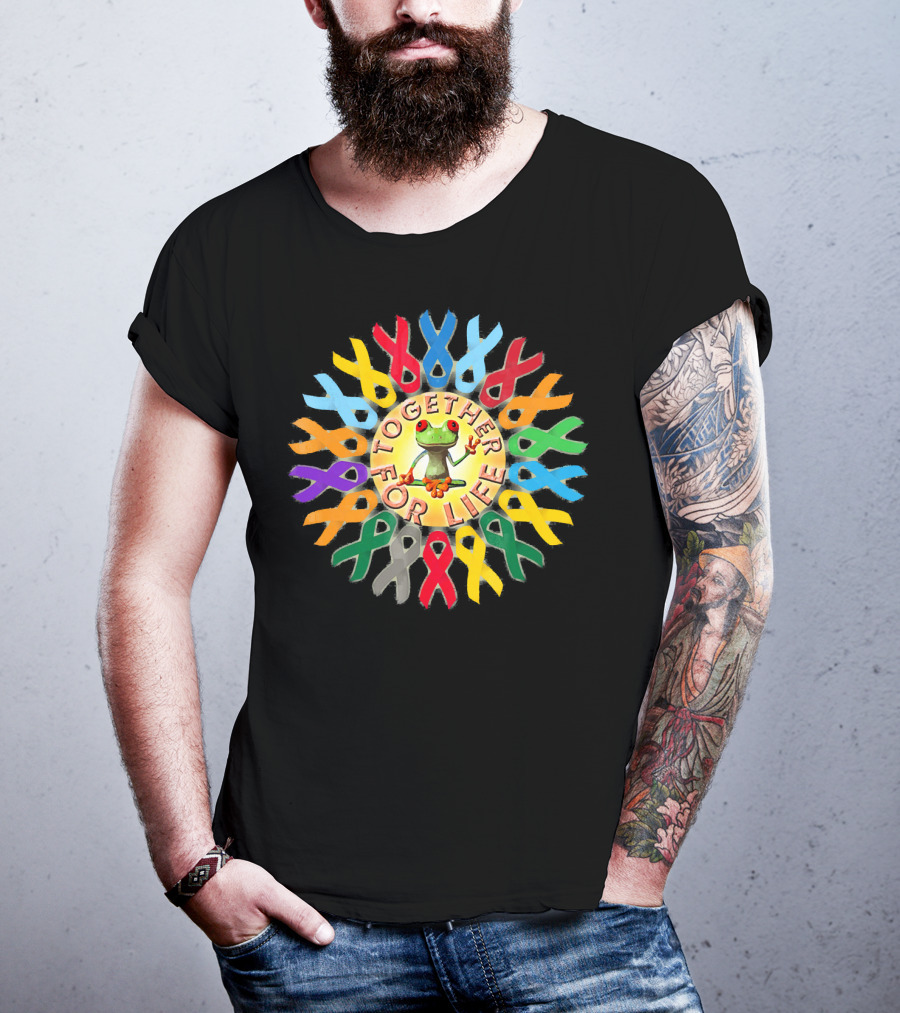 Together For Life Peace Frogs Ribbon Frogs T-Shirt