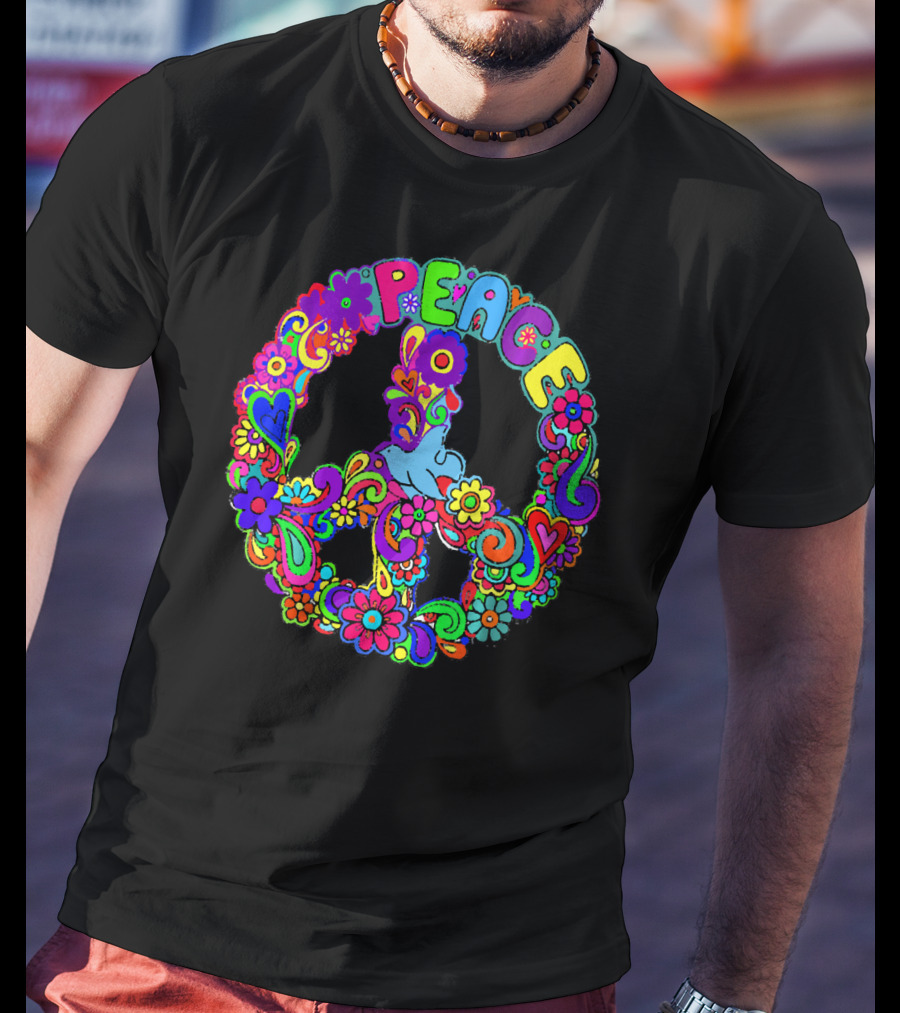 Diva Duds Colorful Floral Peace Sign T-Shirt