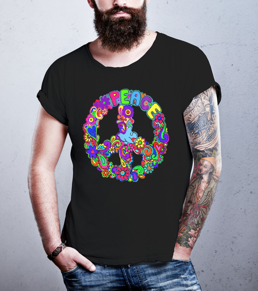 Diva Duds Colorful Floral Peace Sign T-Shirt