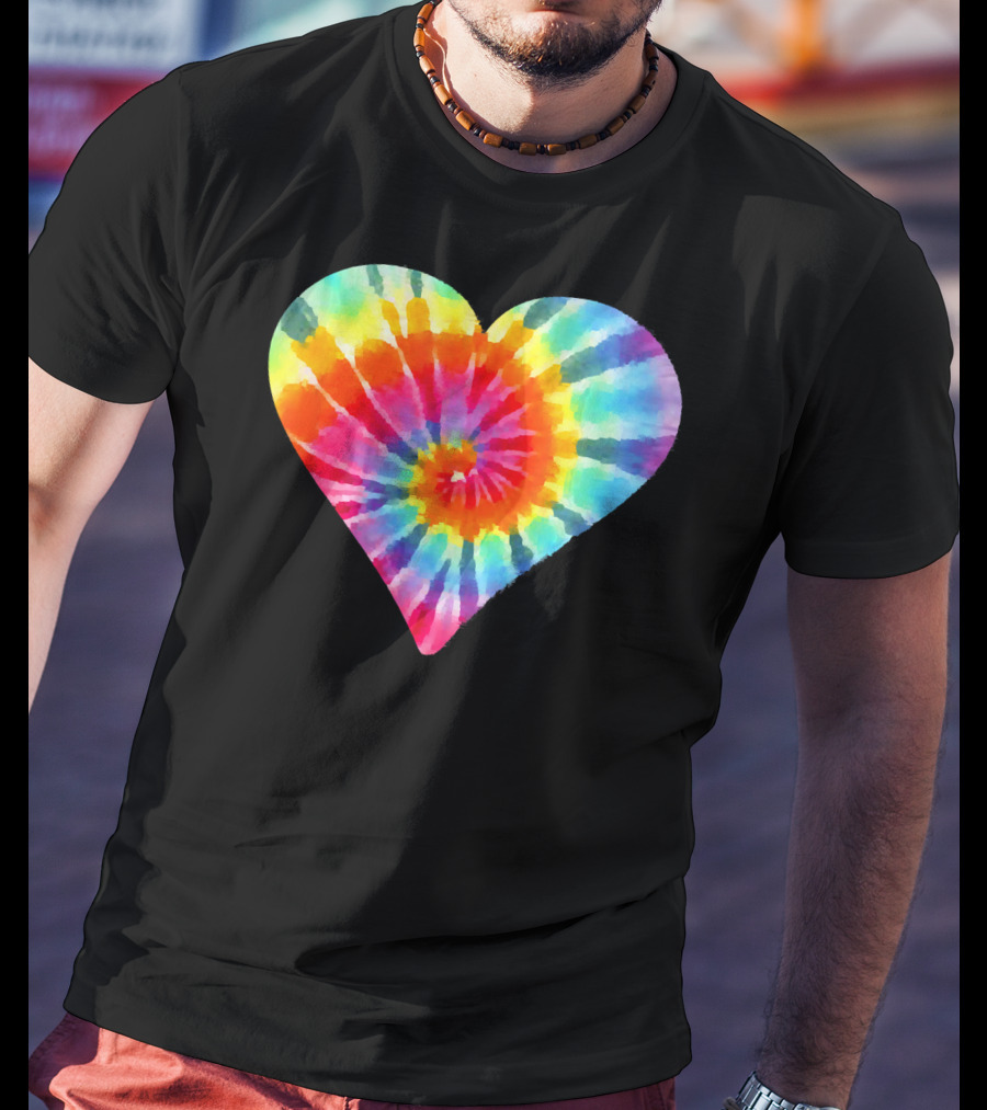 Tie Dye Hippie Heart Peace Spiral Rainbow Heart T-Shirt