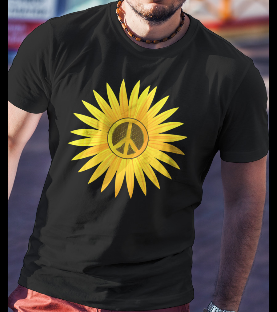 Peace Love Sunflower Cute Sun Hel Sunflower Peace T-Shirt