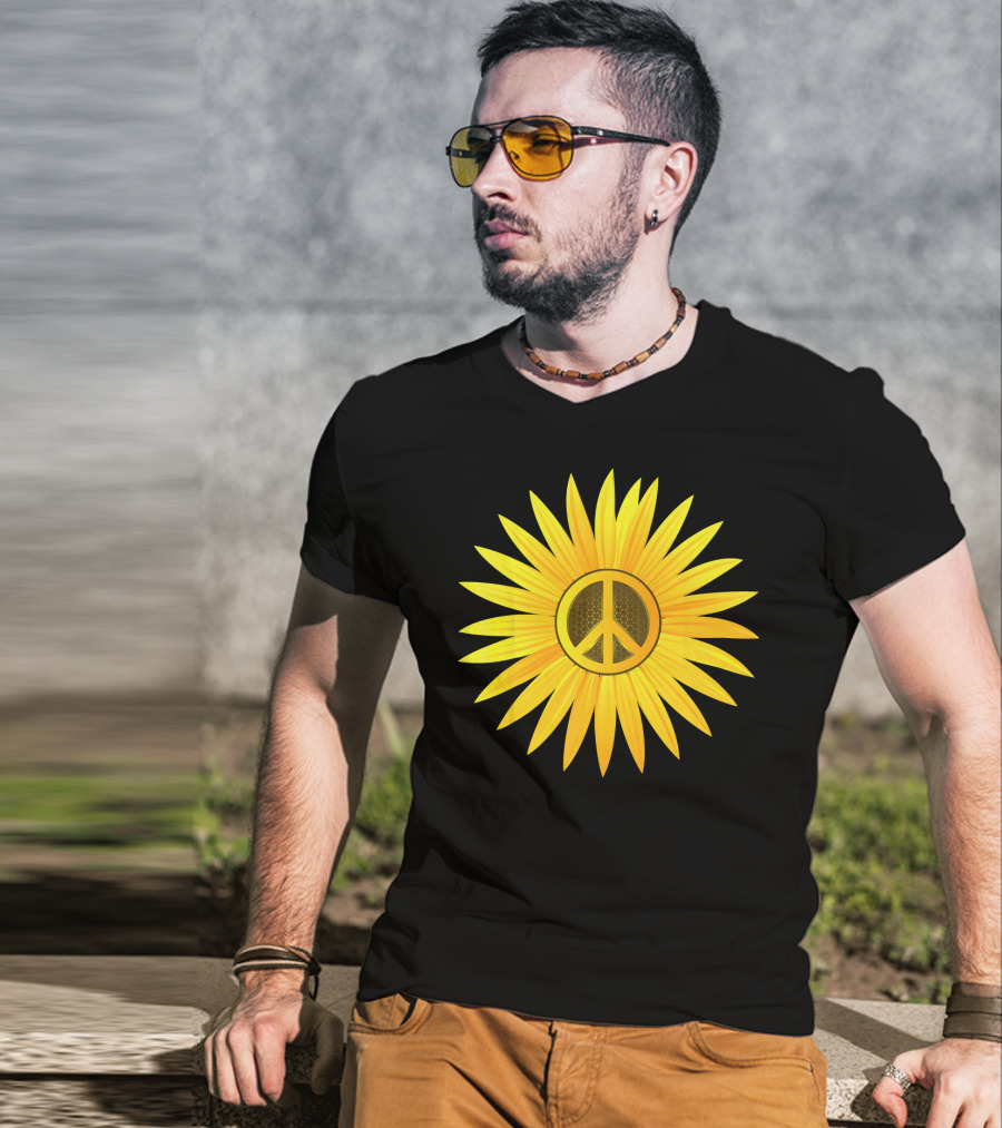 Peace Love Sunflower Cute Sun Hel Sunflower Peace T-Shirt