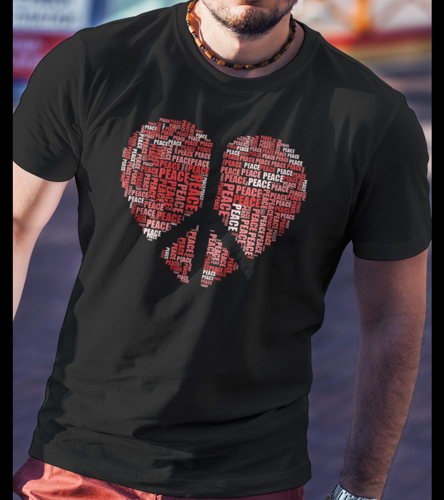 Peace Love Heart Shaped Peace Text T-Shirt