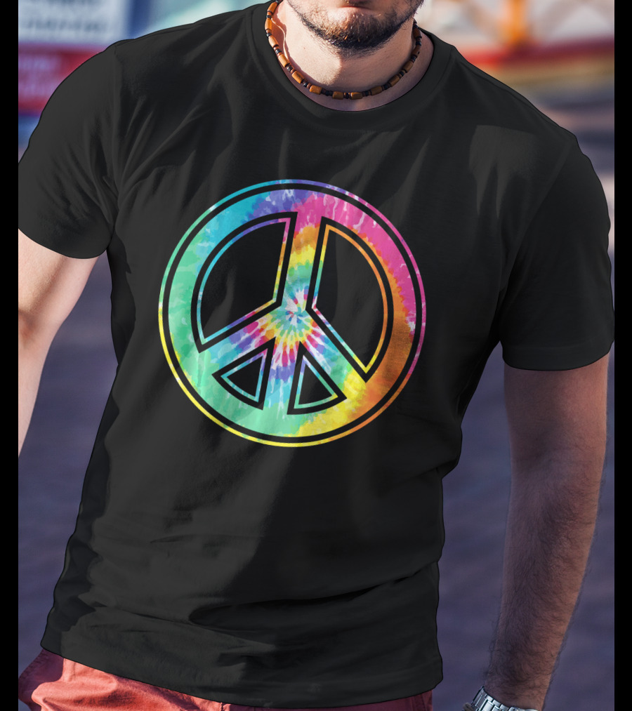 Tie Dye Peace Sign Rainbow Colors T-Shirt
