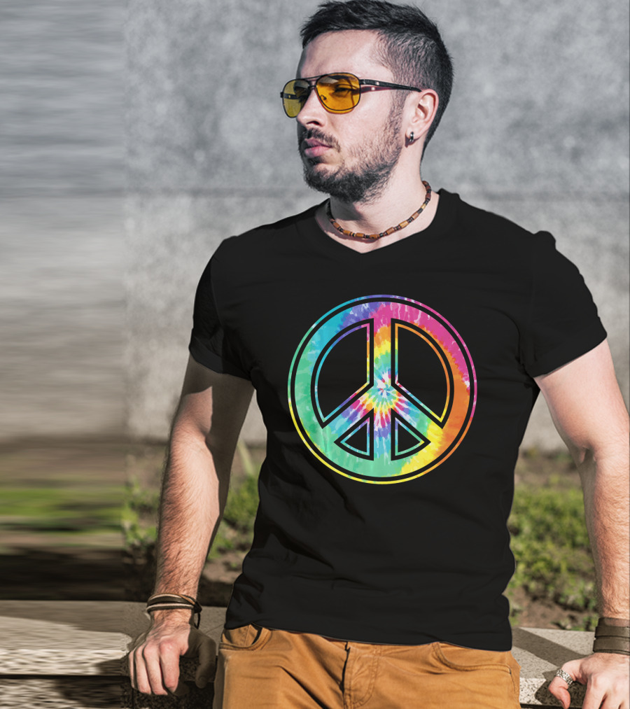 Tie Dye Peace Sign Rainbow Colors T-Shirt