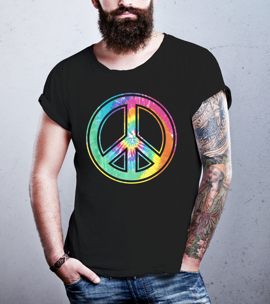 Tie Dye Peace Sign Rainbow Colors T-Shirt