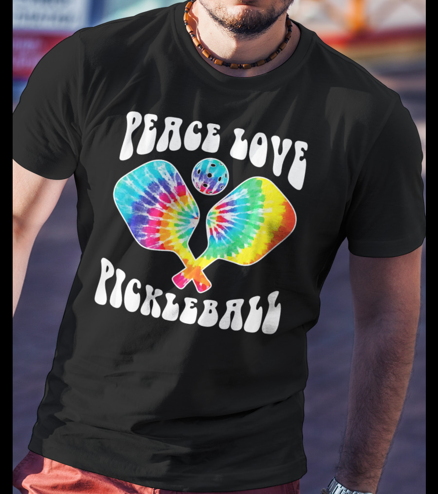 Peace Love Pickleball Vintage Tie Dye Paddles T-Shirt