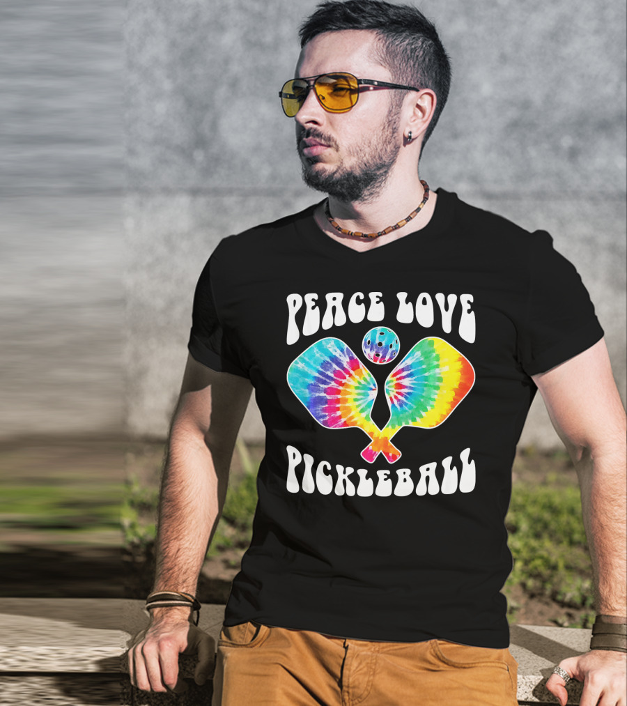 Peace Love Pickleball Vintage Tie Dye Paddles T-Shirt