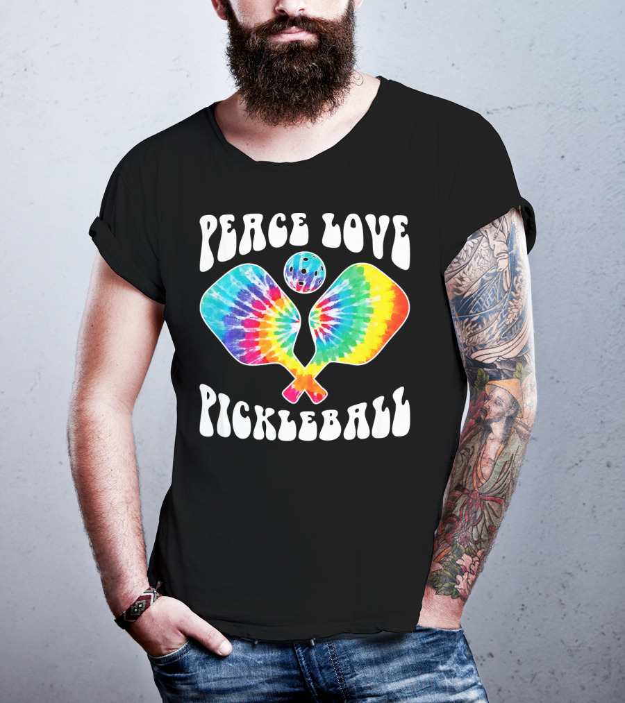 Peace Love Pickleball Vintage Tie Dye Paddles T-Shirt