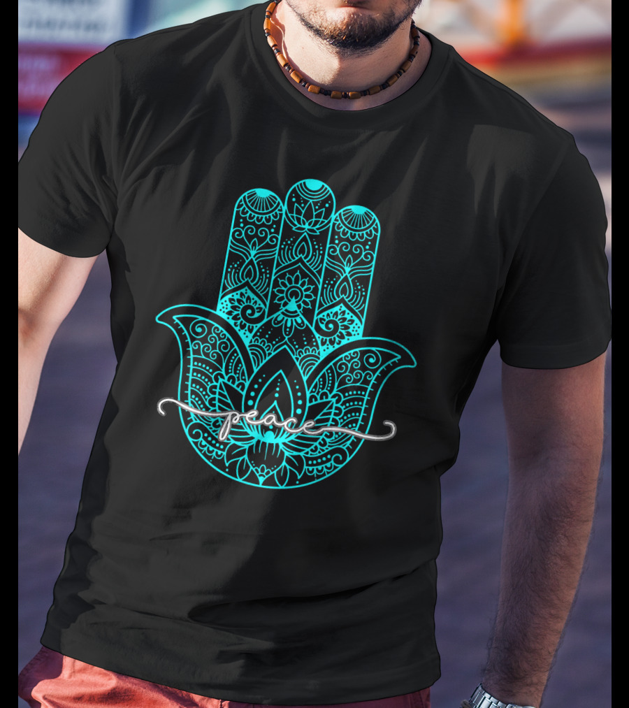 Peace Hamsa Mandala Yoga Gym T-Shirt