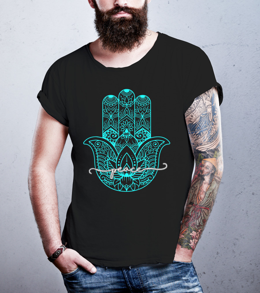 Peace Hamsa Mandala Yoga Gym T-Shirt