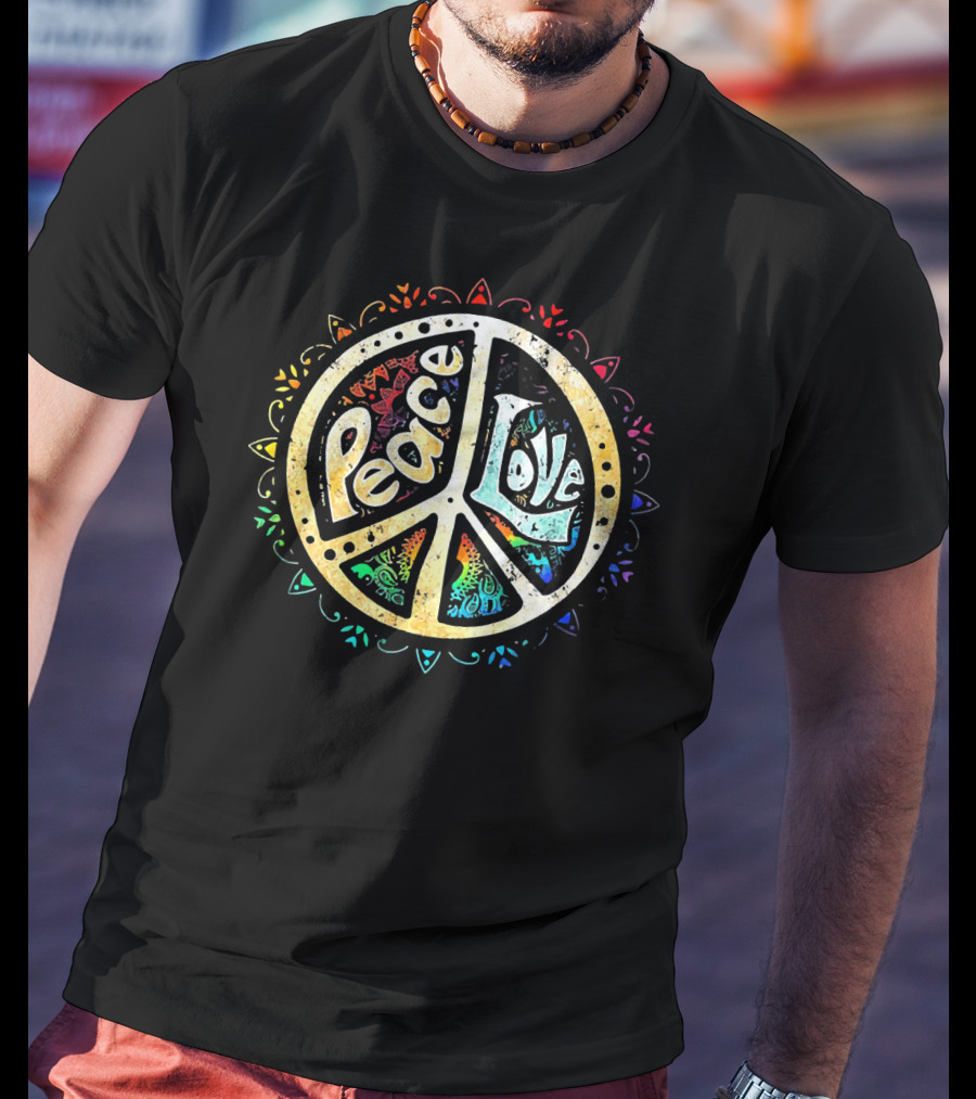 Peace Love Tee Colorful Peace Sign Mandala T-Shirt