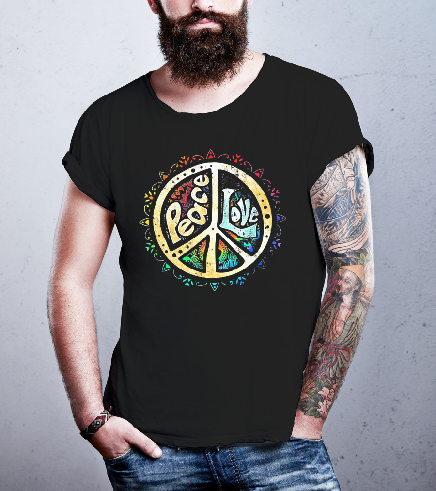 Peace Love Tee Colorful Peace Sign Mandala T-Shirt