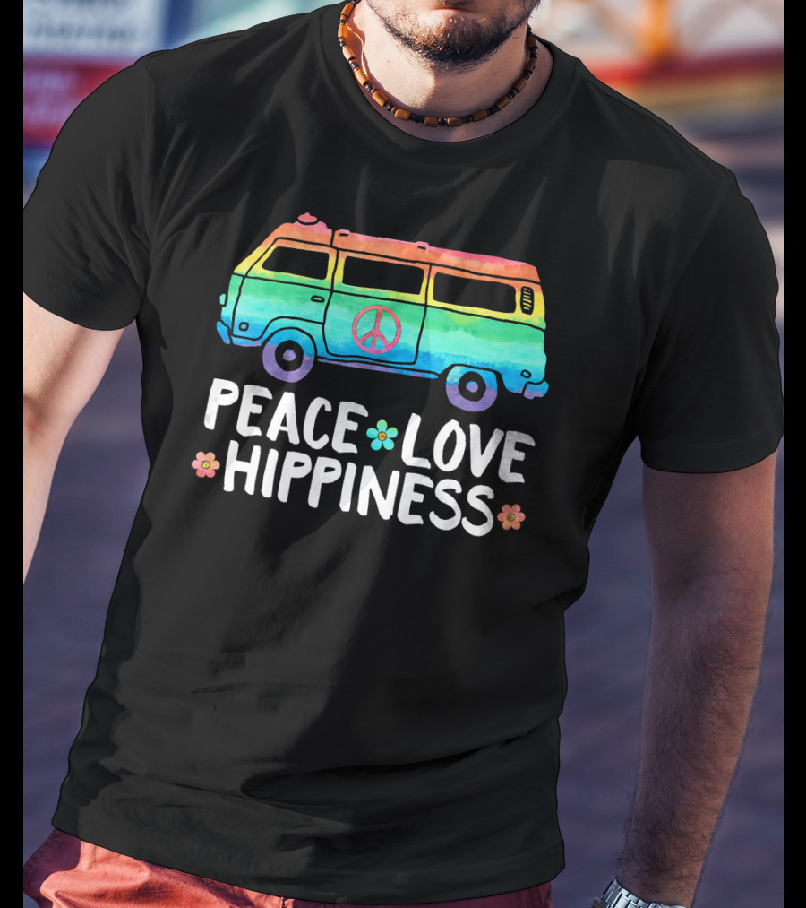 Peace Love Hippiness Funny Peace Van Hip T-Shirt