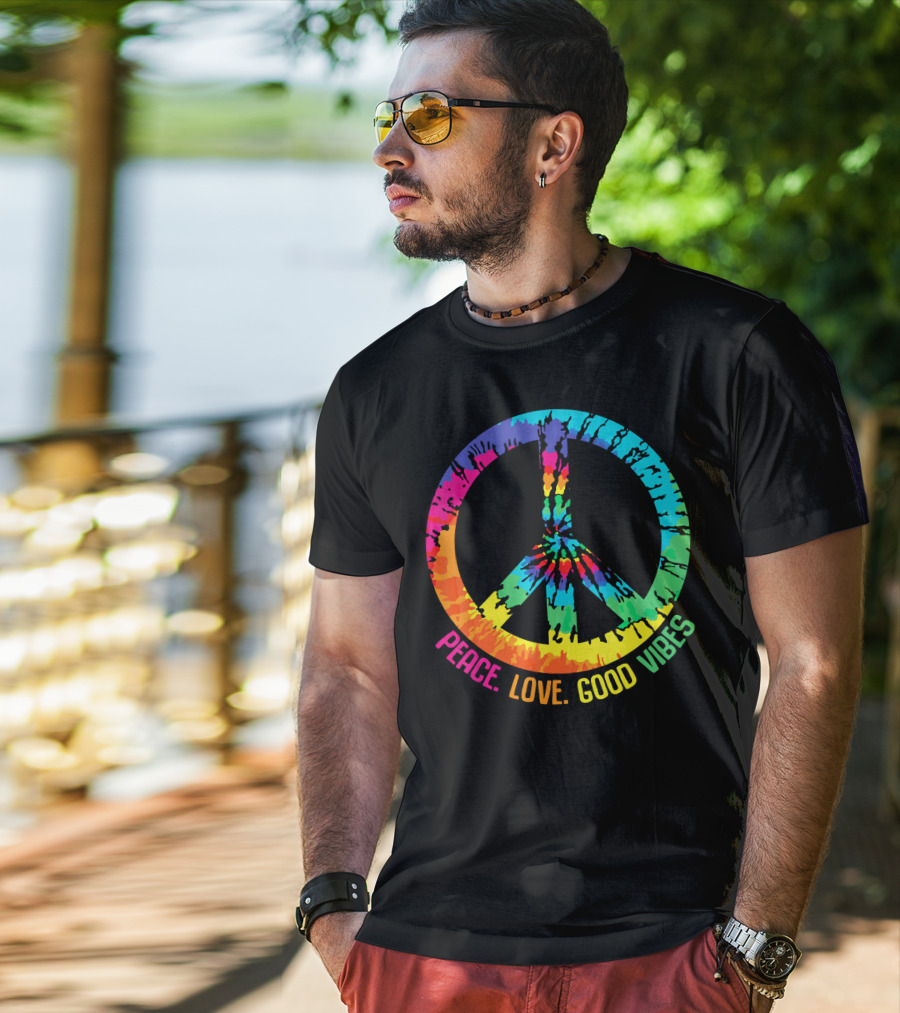 Tie Dye Peace Sign Love Good Vibes T-Shirt